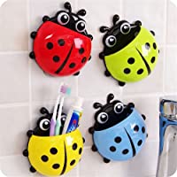 Naisicatar - Portacepillos de dientes infantil con diseño de mariquita- con ventosas- de gran poder de succión- soporte…